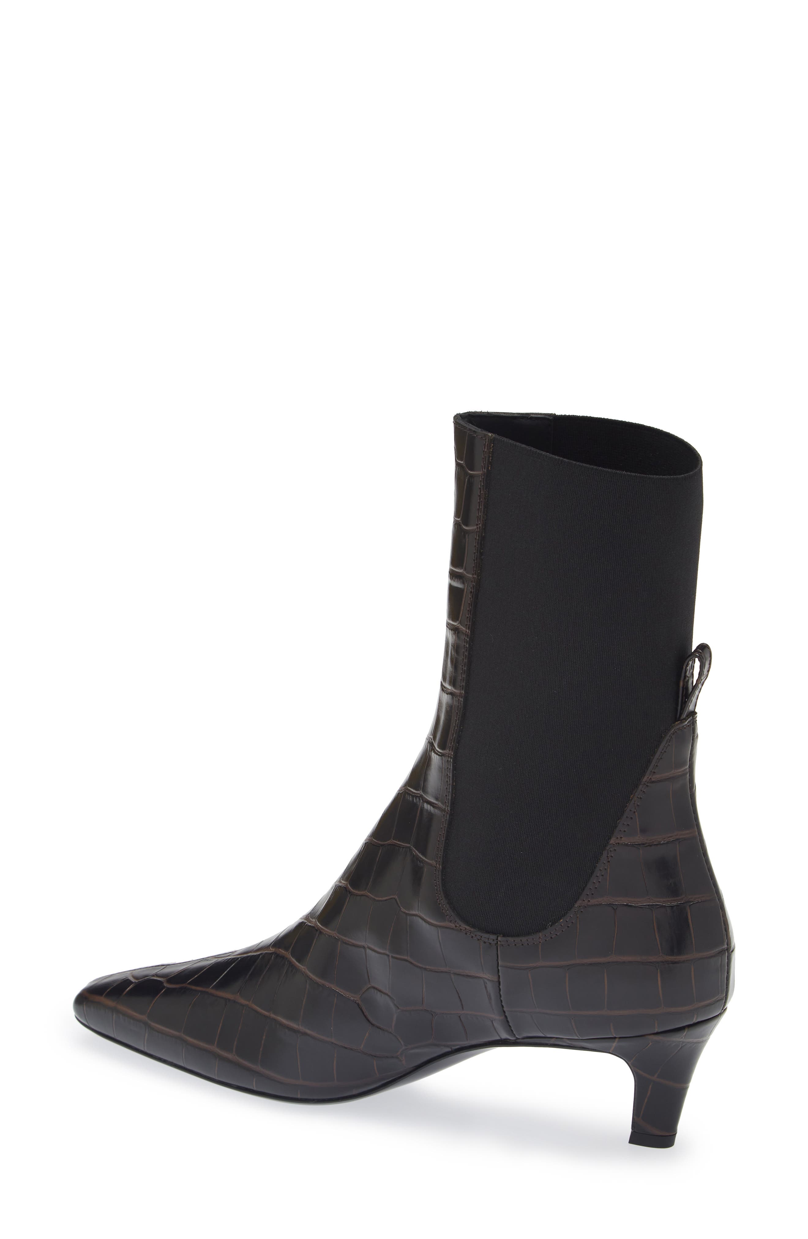 TOTEME Croc Embossed Kitten Heel Chelsea Boot, Alternate, color, Dark Brown Croco