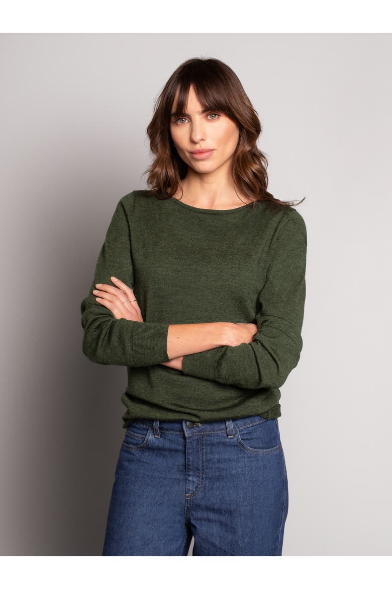 MERINO FINE KNIT BOAT NECK SWEATER, Alternate, color, OLIVE