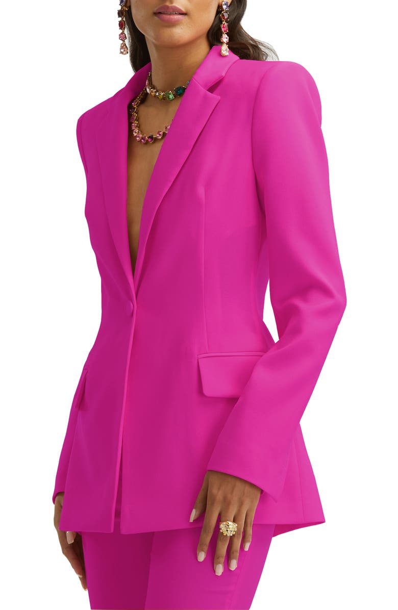 Oscar de la Renta One-Button Virgin Wool & Mohair Blazer, Alternate, color,