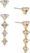 Nadri Pave the Way Set of 2 Crystal Stud & Linear Drop Earrings