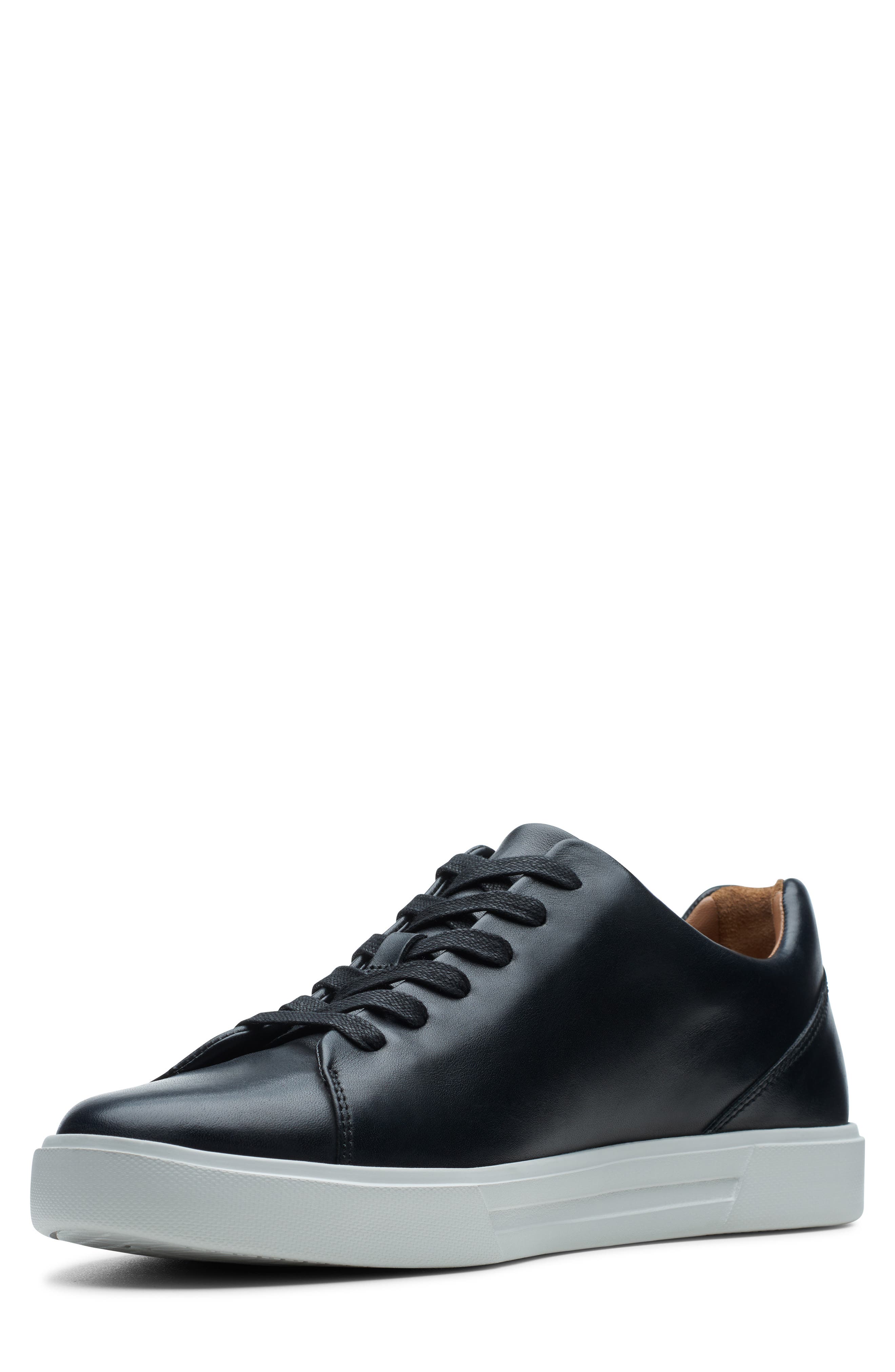 Un Costa Lace Up Sneaker, Alternate, color, BLACK LEATHER