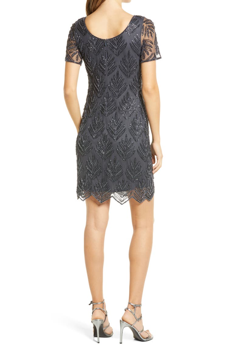 Beaded Leaf Sheath Dress, Alternate, color, SLATE