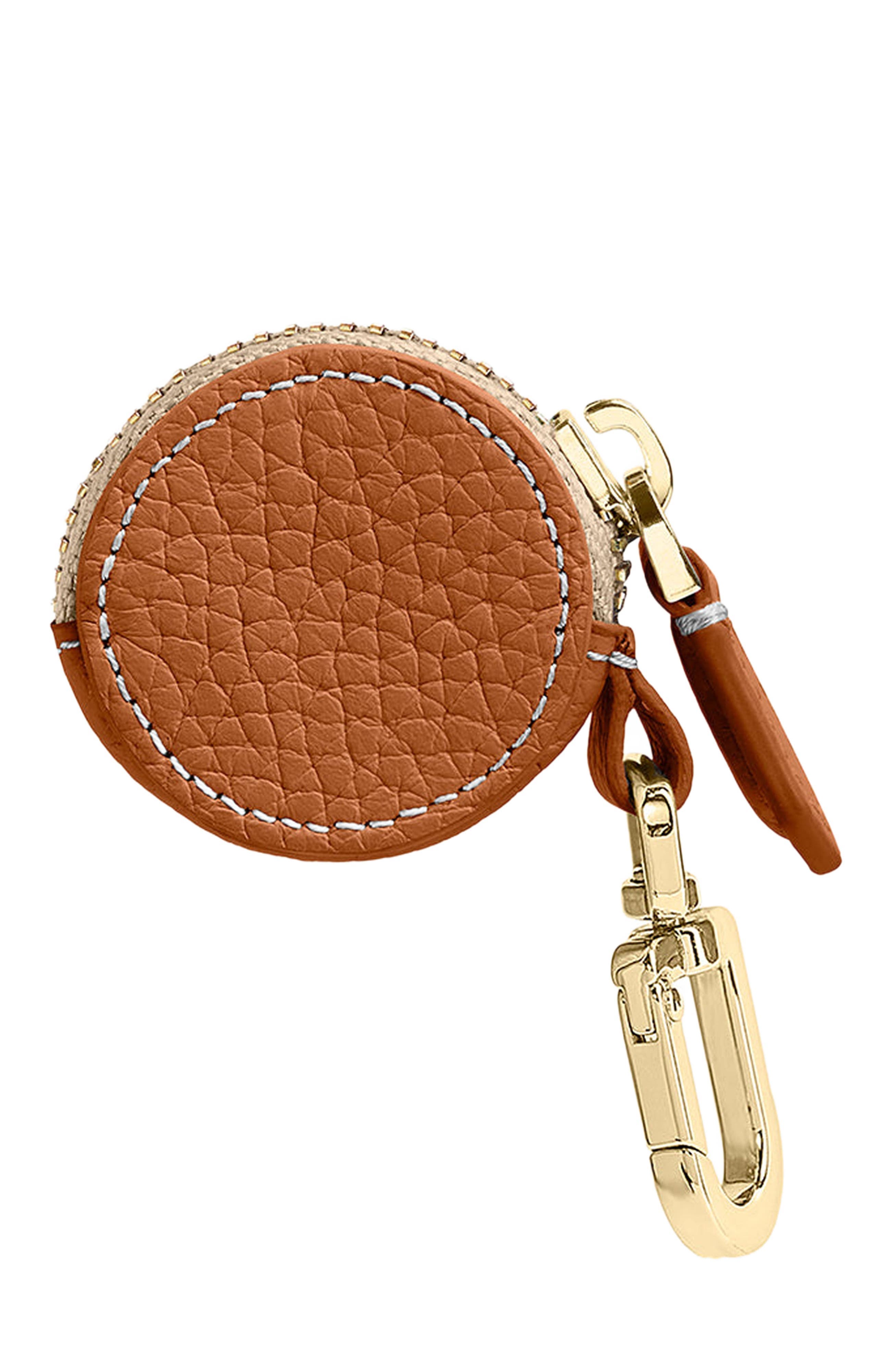 Leather AirTag Charm, Alternate, color, Pecan Nude