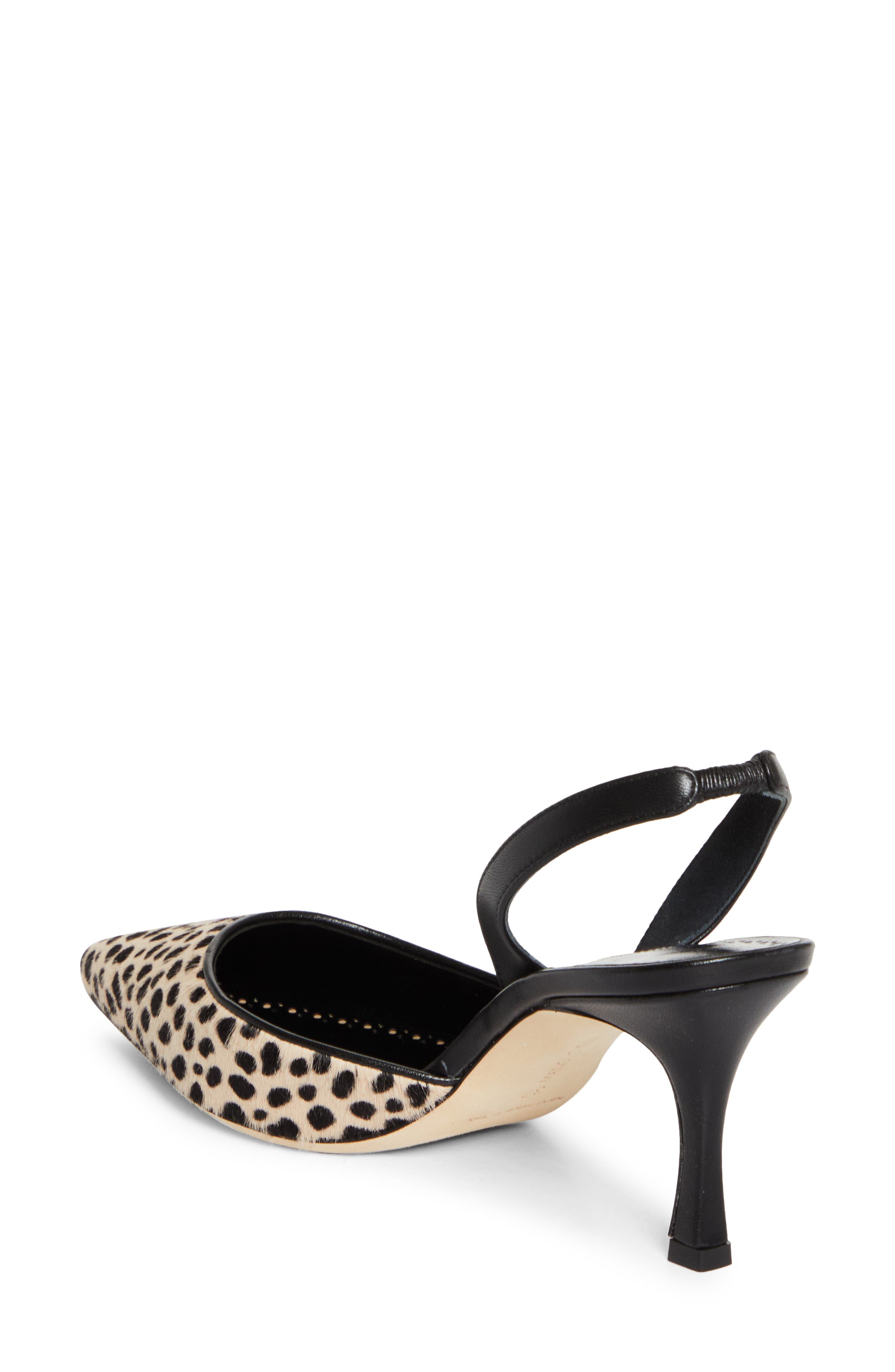 Manolo Blahnik Carolyne Genuine Calf Hair Slingback Pump, Alternate, color, Black/Ivory