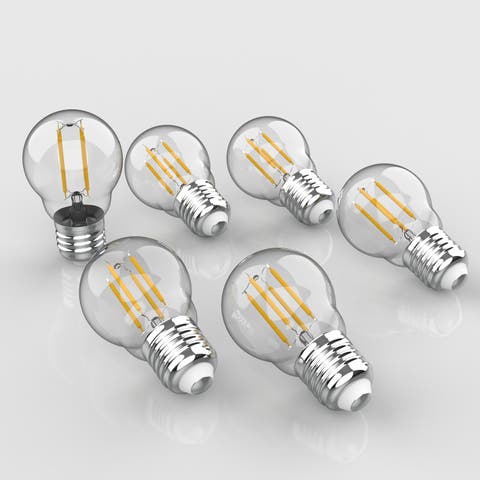 Classic Non-Dimmable G45-4W LED Edison Bulbs with E26 Base, 80+ CRI, Warm White 2700K, 420 Lumens, Clear (Pack of 6)