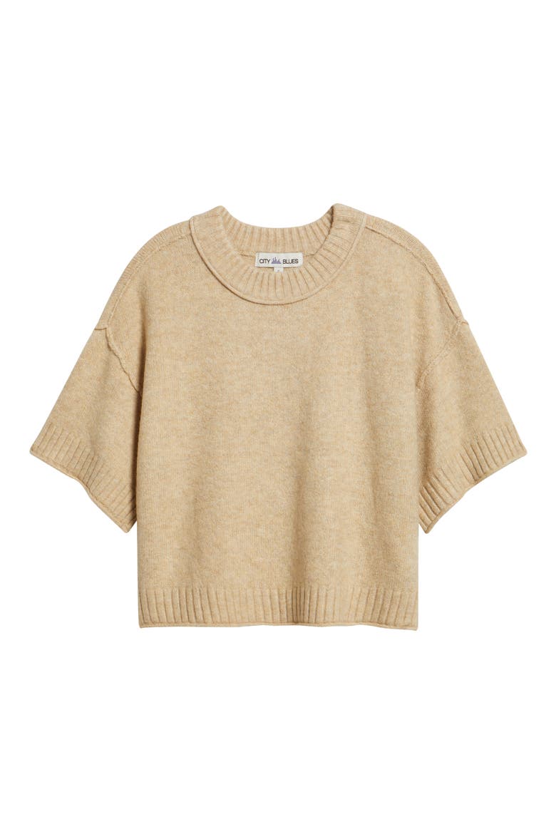 Broome Crop Short Sleeve Sweater, Alternate, color, KHAKI