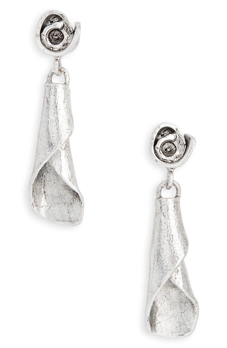 Karine Sultan Bugle Drop Earrings, Main, color, Silver
