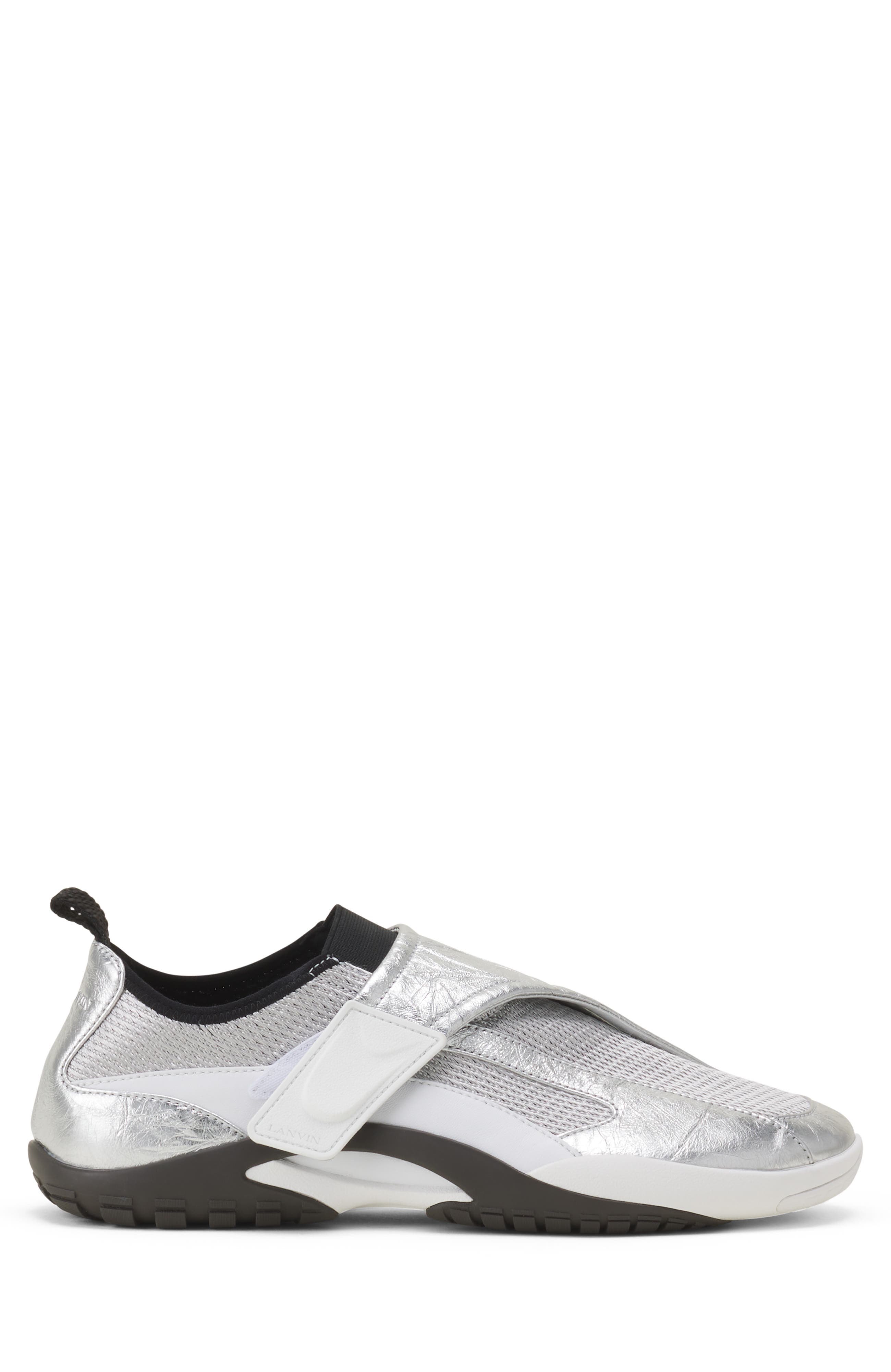 Lanvin Lnv1 Sneakers In Crinkled Metallic Leather, Main, color, Black/Silver