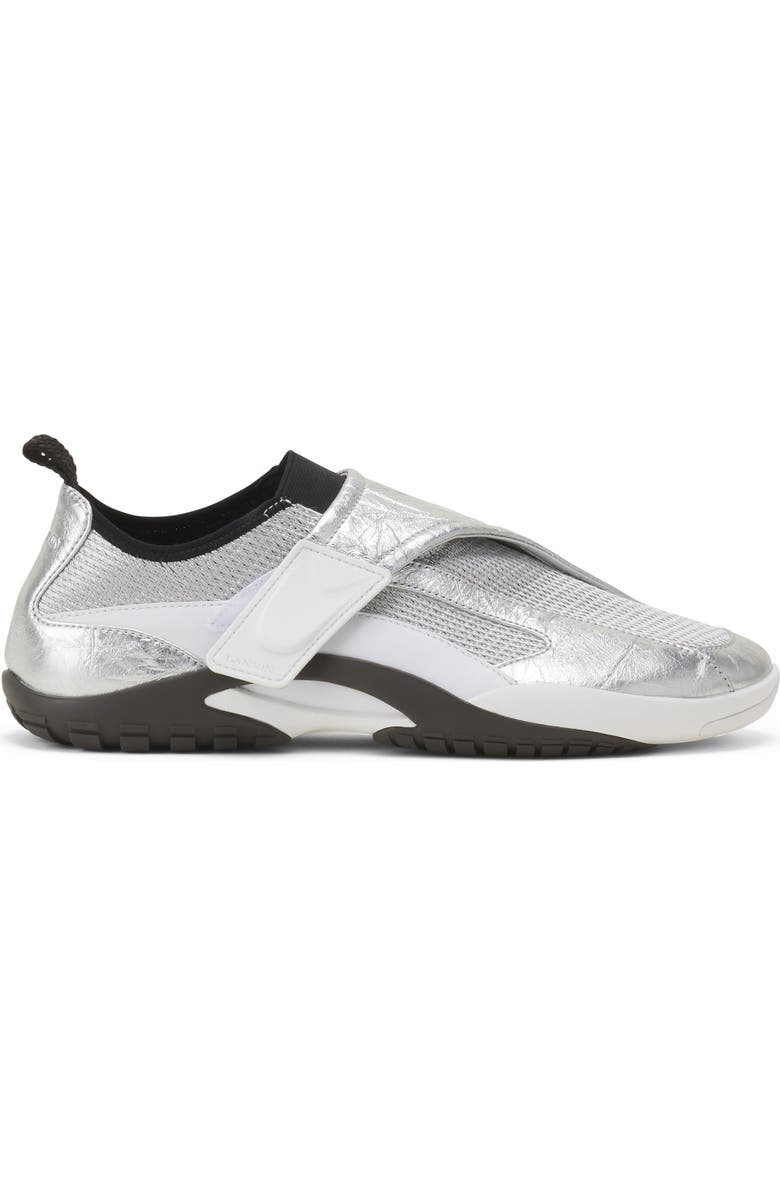 Lanvin Lnv1 Sneakers In Crinkled Metallic Leather, Main, color, Black/Silver