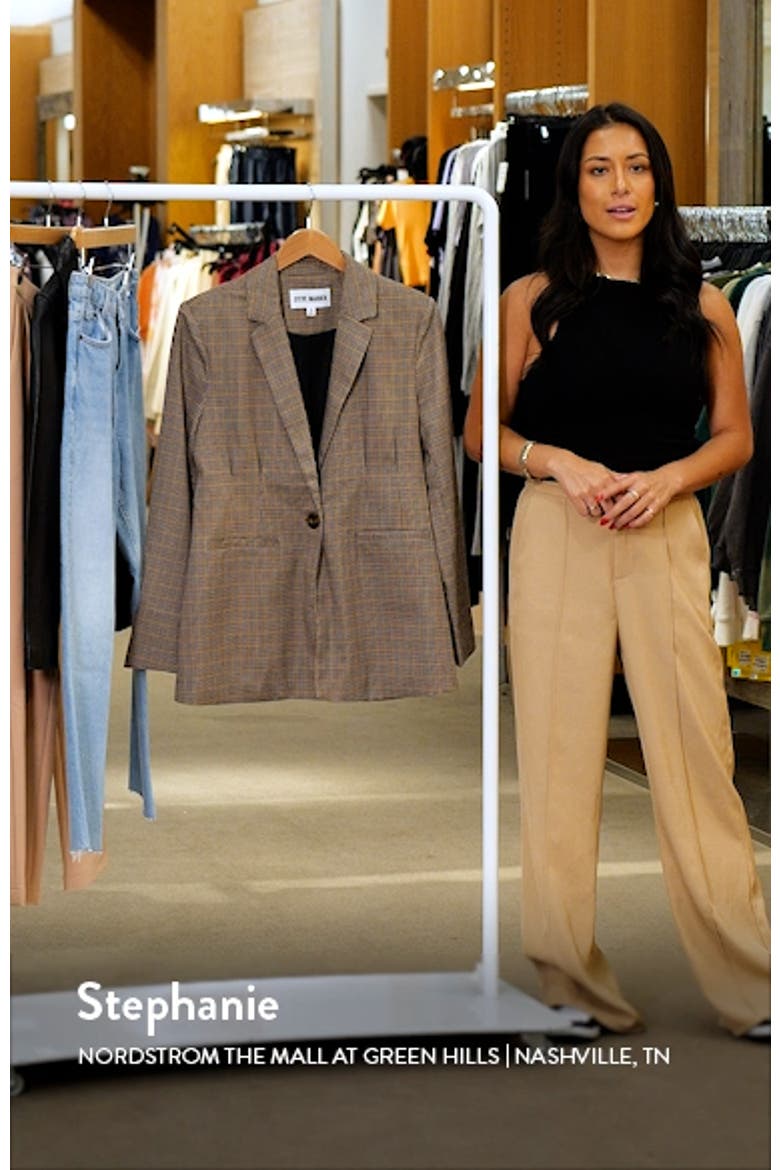 Cinched Waist Houndstooth Plaid Blazer video