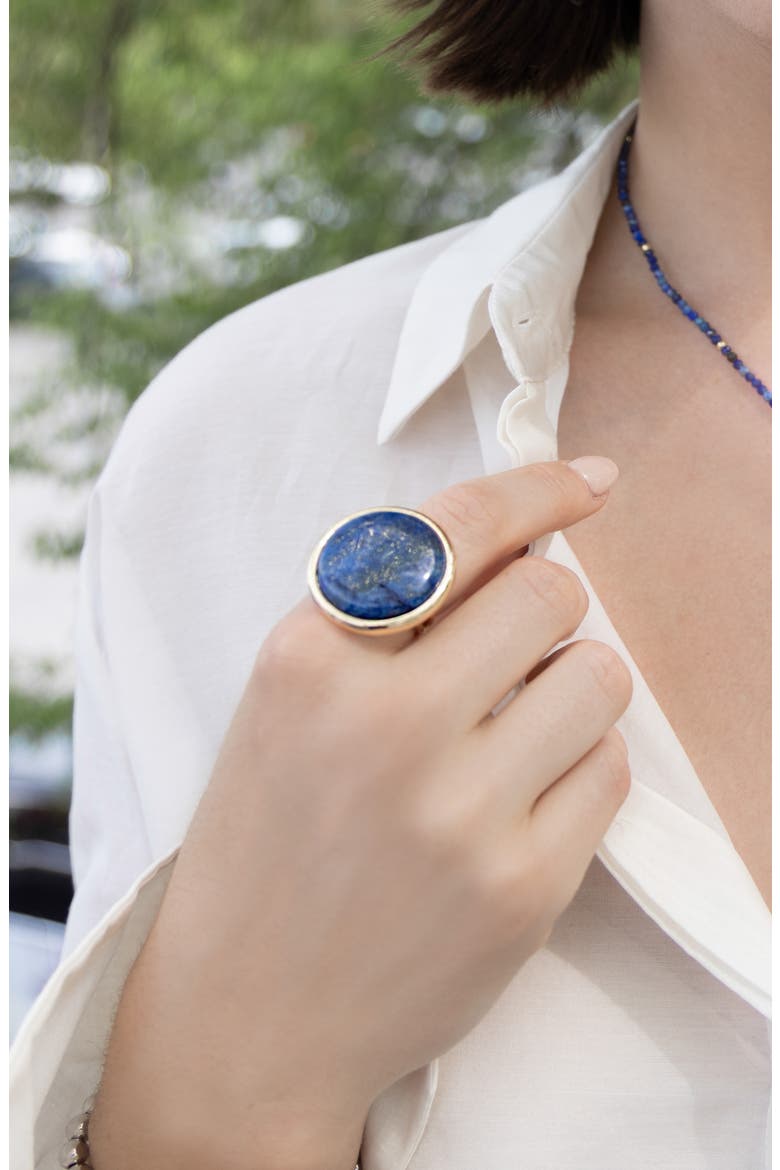 Remy Semiprecious Stone Statement Ring, Alternate, color, GOLD LAPIS