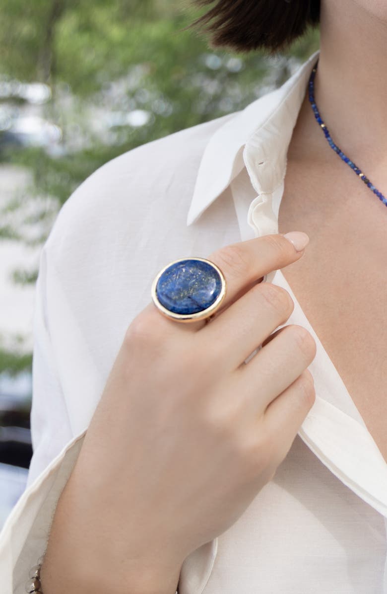 MARLYN SCHIFF Remy Semiprecious Stone Statement Ring, Alternate, color, Gold Lapis