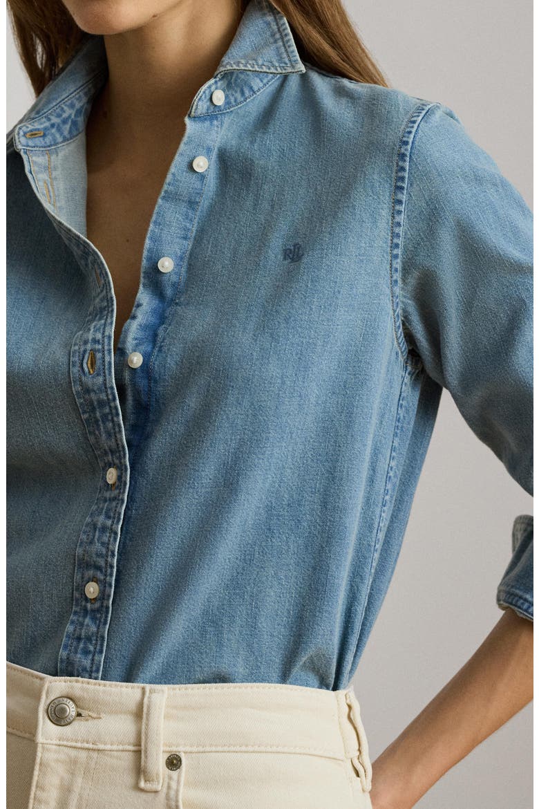 Classic Fit Denim Button-Up Shirt, Alternate, color, ALICIA WASH BLUE