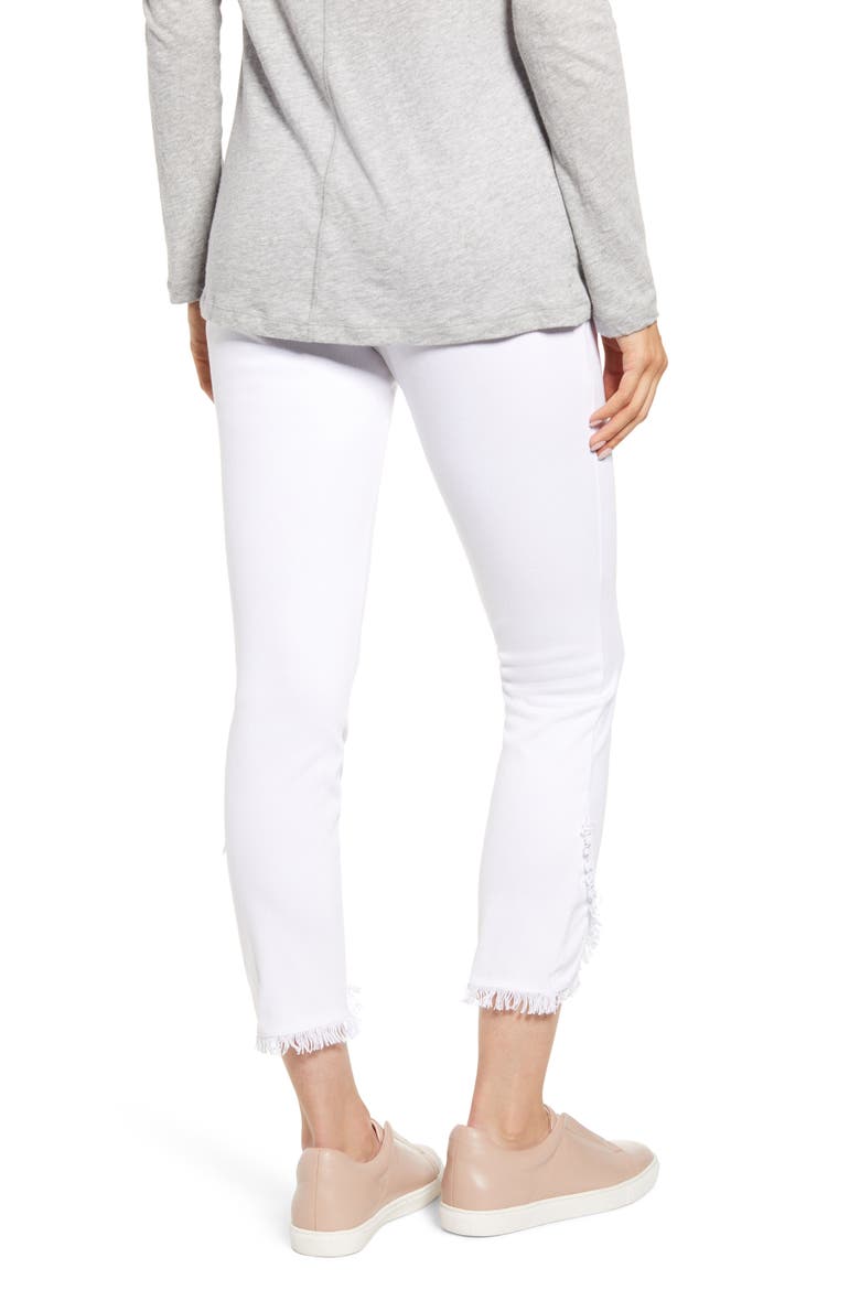 Lyssé Fringe Tulip Hem Denim Leggings, Alternate, color, WHITE