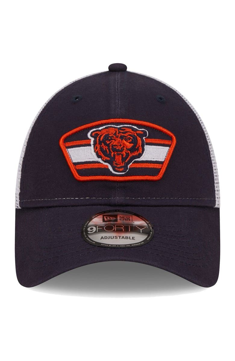 New Era Men's New Era Navy/White Chicago Bears Logo Patch Trucker 9FORTY Snapback Hat, Alternate, color, 