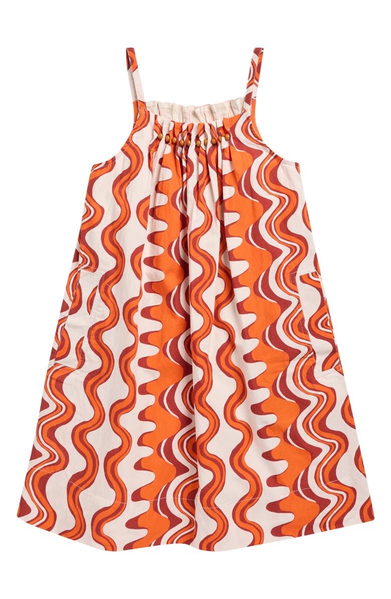 Reiss Kids' Ria Zigzag Dress, Main, color, Orange/ Red