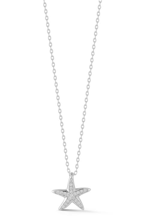 Cubic Zirconia Starfish Pendant Necklace