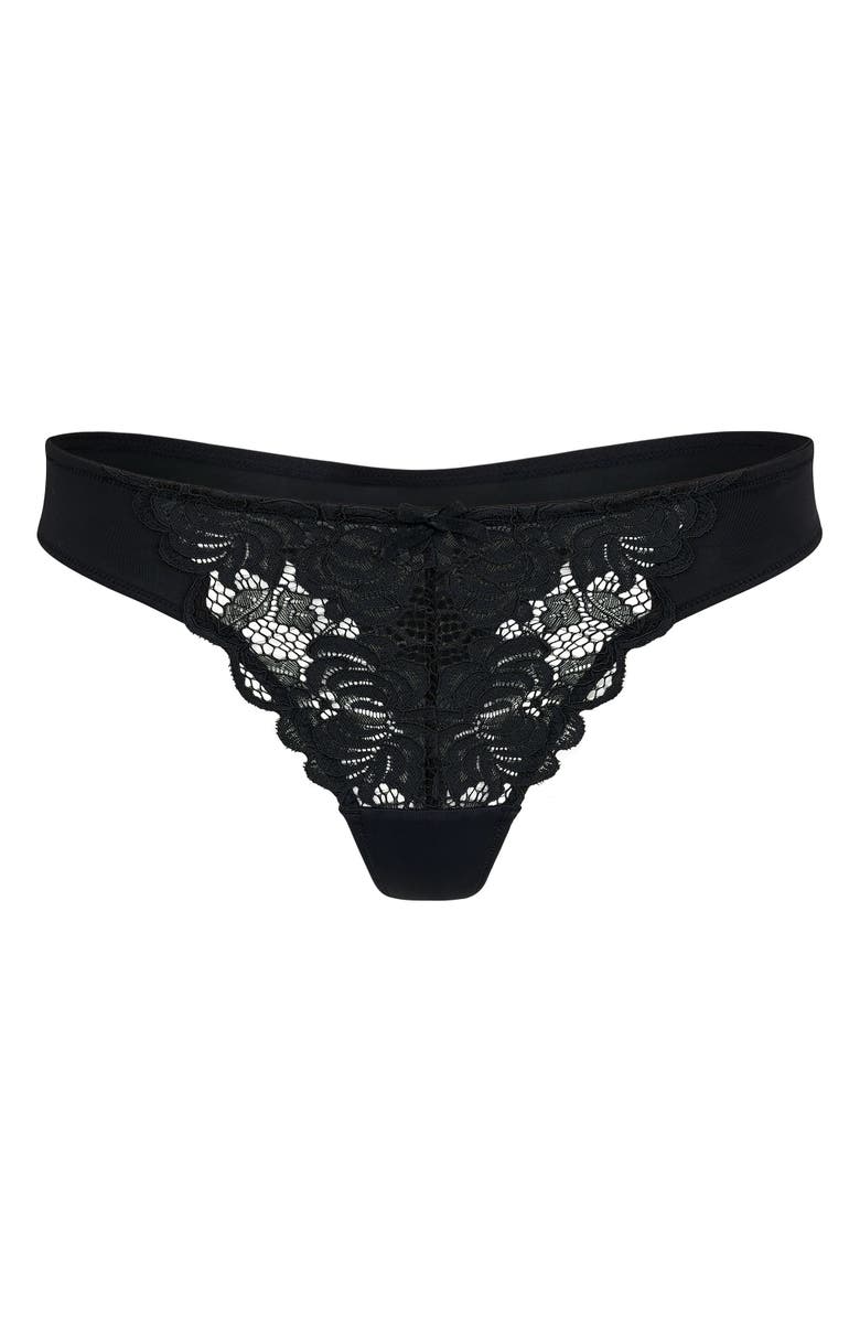 Adore Me London Thong Panties, Alternate, color, Black
