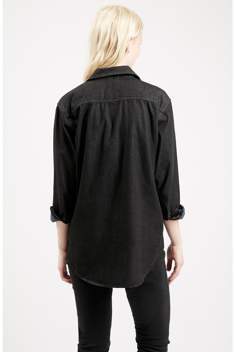 Moto 'Elton' Washed Black Denim Oversize Shirt, Alternate, color, BLACK
