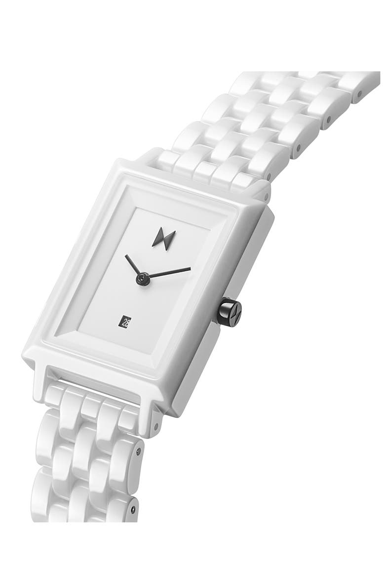Signature Square Ceramic Bracelet Watch, 26mm, Alternate, color, WHITE
