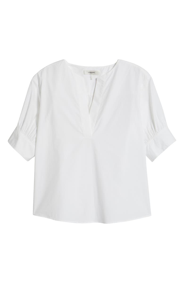 FRAME Split Neck Organic Cotton Popover Top, Alternate, color, White