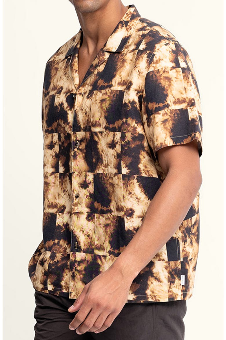 Alex Printed Linen Blend Camp Shirt, Alternate, color, MOLINO/ BROWN