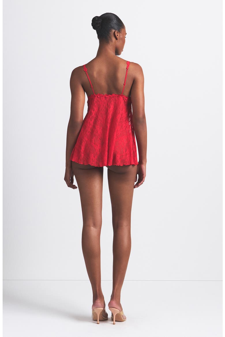 Stretch Lace Chemise & G-String Set, Alternate, color, RED