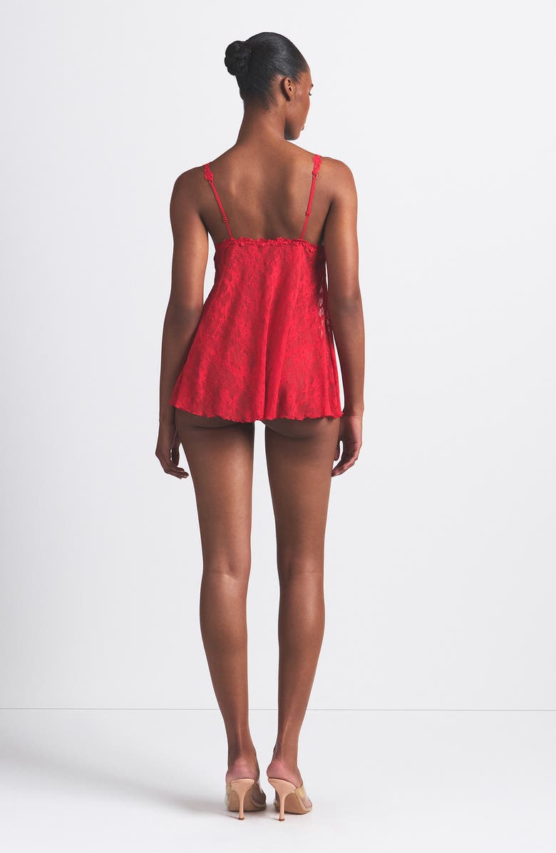 SKIMS Stretch Lace Chemise & G-String Set, Alternate, color, Red