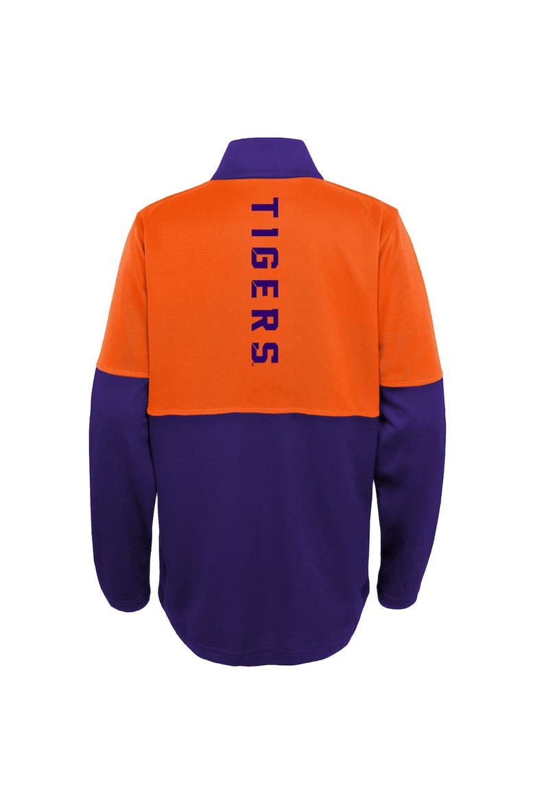 Youth Purple/Orange Clemson Tigers Quick Snap Spine Print Quarter-Zip Jacket, Alternate, color, Purple