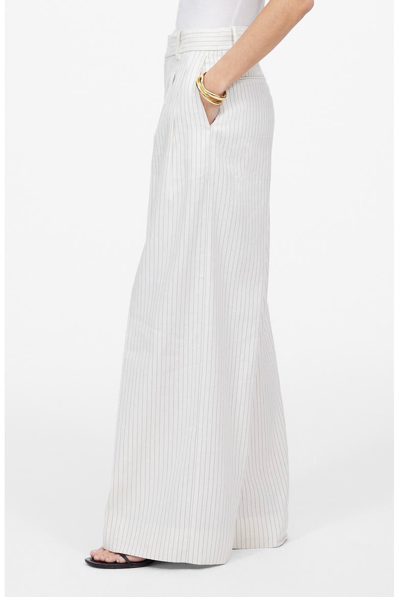 Superwide Leg Linen & Cotton Blend Pants, Alternate, color, TAN AND BLACK STRIPE
