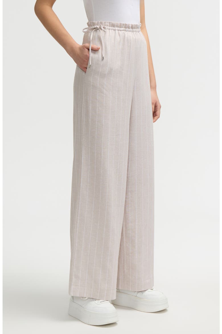 Side Waist Tie Wide Leg Pants, Alternate, color, NATURAL WHITE PINSTRIPE