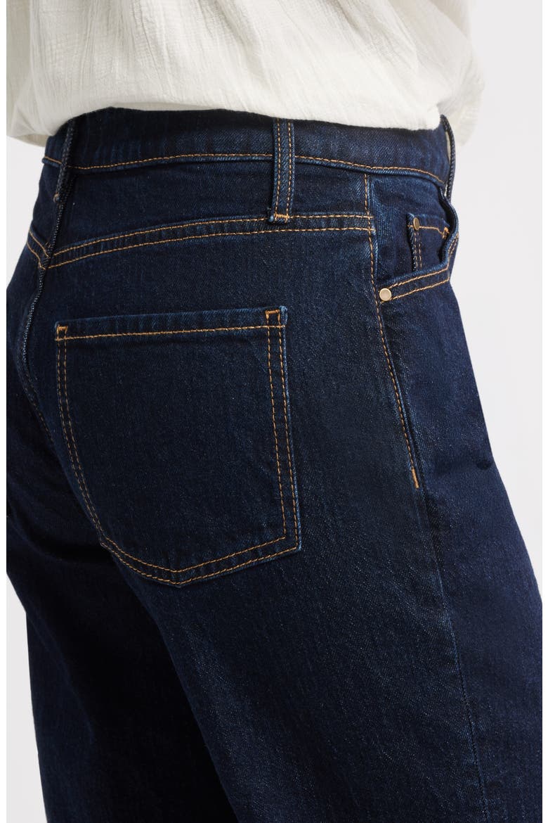 Cuffed High Waist Stretch Denim Straight Leg Jeans, Alternate, color, TRUE INDIGO WASH