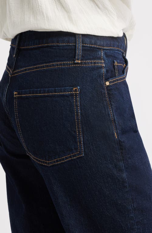 Treasure & Bond Cuffed High Waist Stretch Denim Straight Leg Jeans In Blue