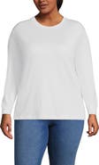 Lands' End Plus Size Cotton Relaxed Long Sleeve Crew Neck