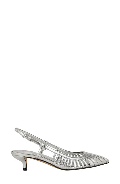Calvin Klein Movella Slingback Kitten Heel Pump In Silver