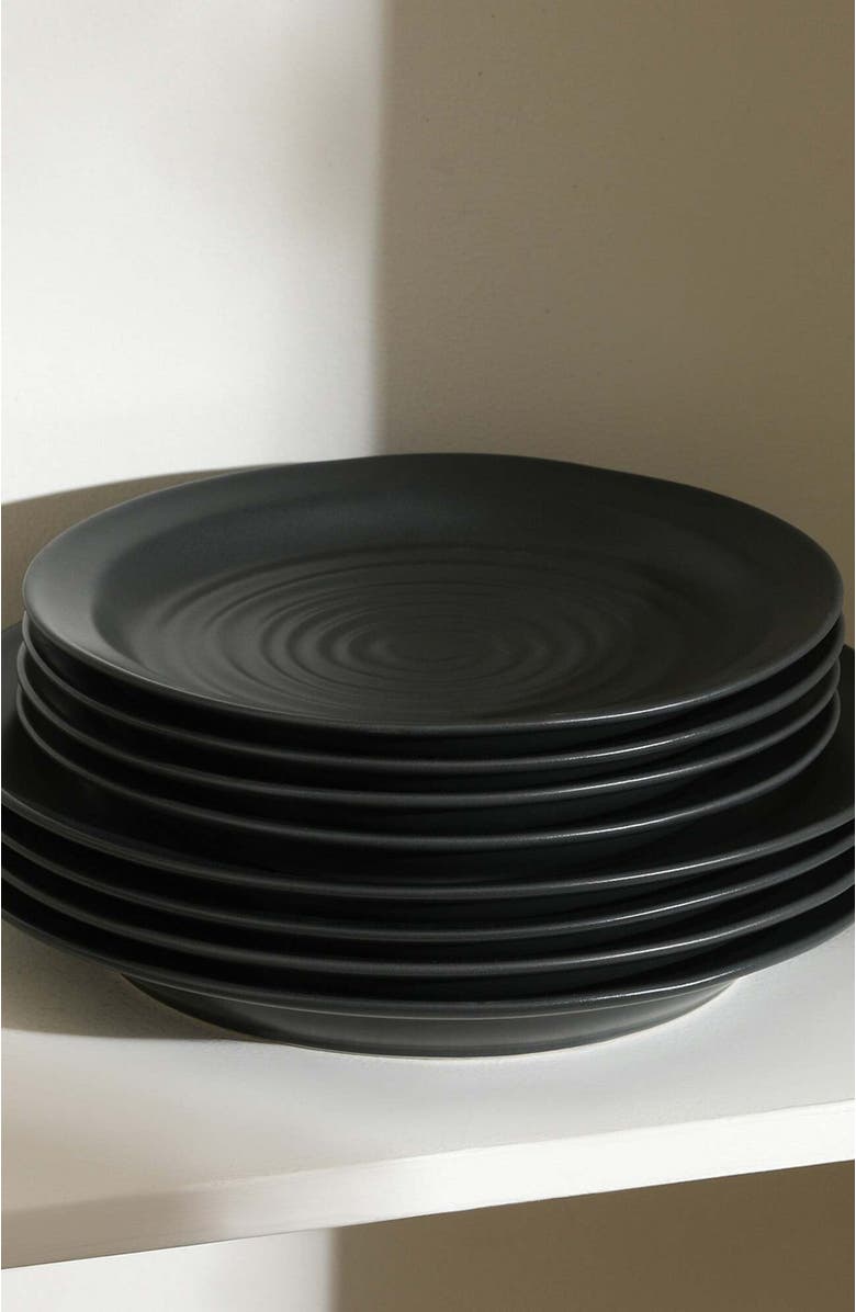 Stone Lain Orbit Stoneware 12-Piece Dinnerware Set with Pasta Bowls, Alternate, color, Charcoal 24 Piece Set