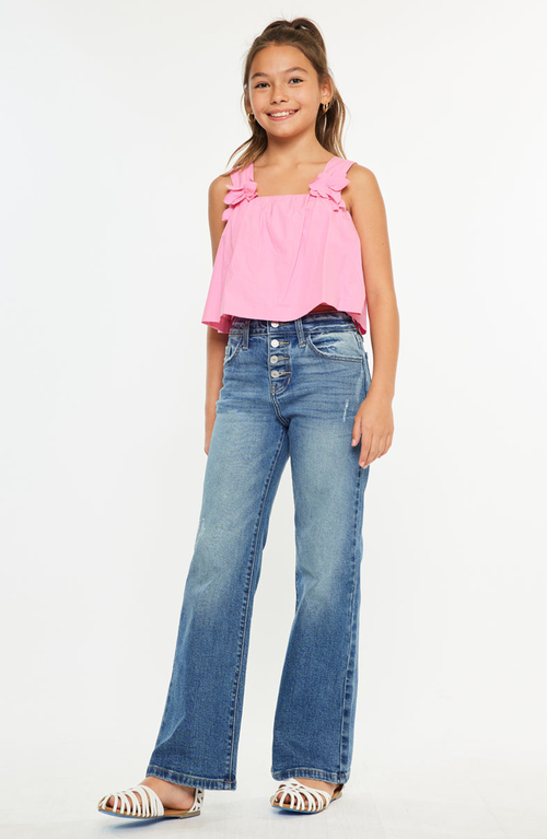 Kancan Celine High Rise Kids 90s Flare Jeans In Blue