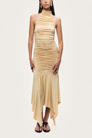 Nocturne Ruched Halter Midi Dress