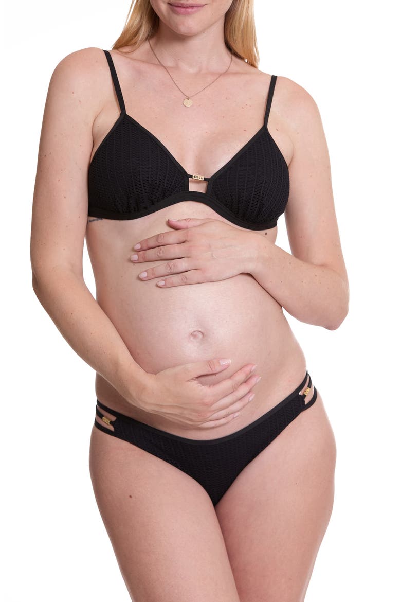 Milos Triangle Maternity Bikini, Main, color, BLACK