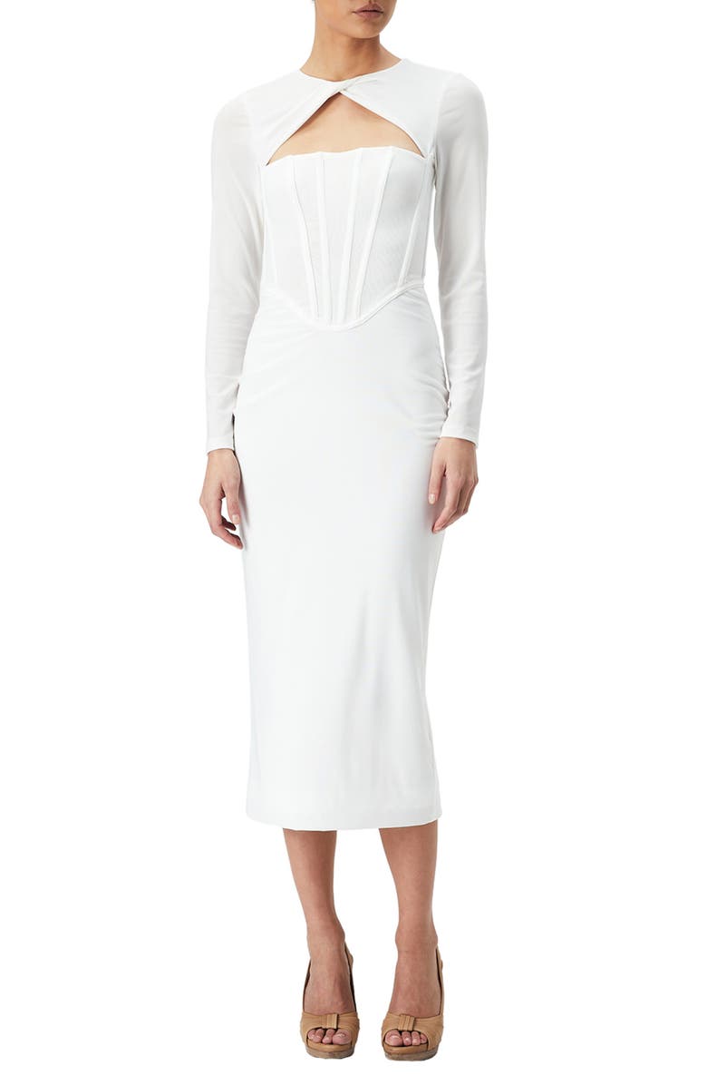 Bardot Ramona Corset Long Sleeve Midi Dress, Main, color,