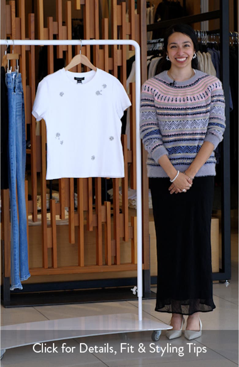 Floral Crystal Embellished Organic Cotton T-Shirt, sales video thumbnail