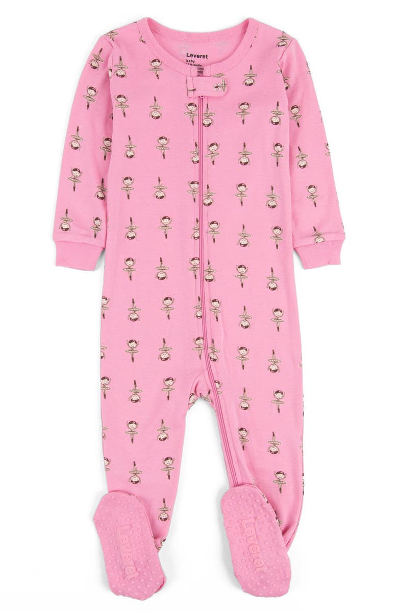 Leveret Footed Cotton Matching Family Pajamas, Whimsy & Fantasy Prints, Main, color, Ballerina