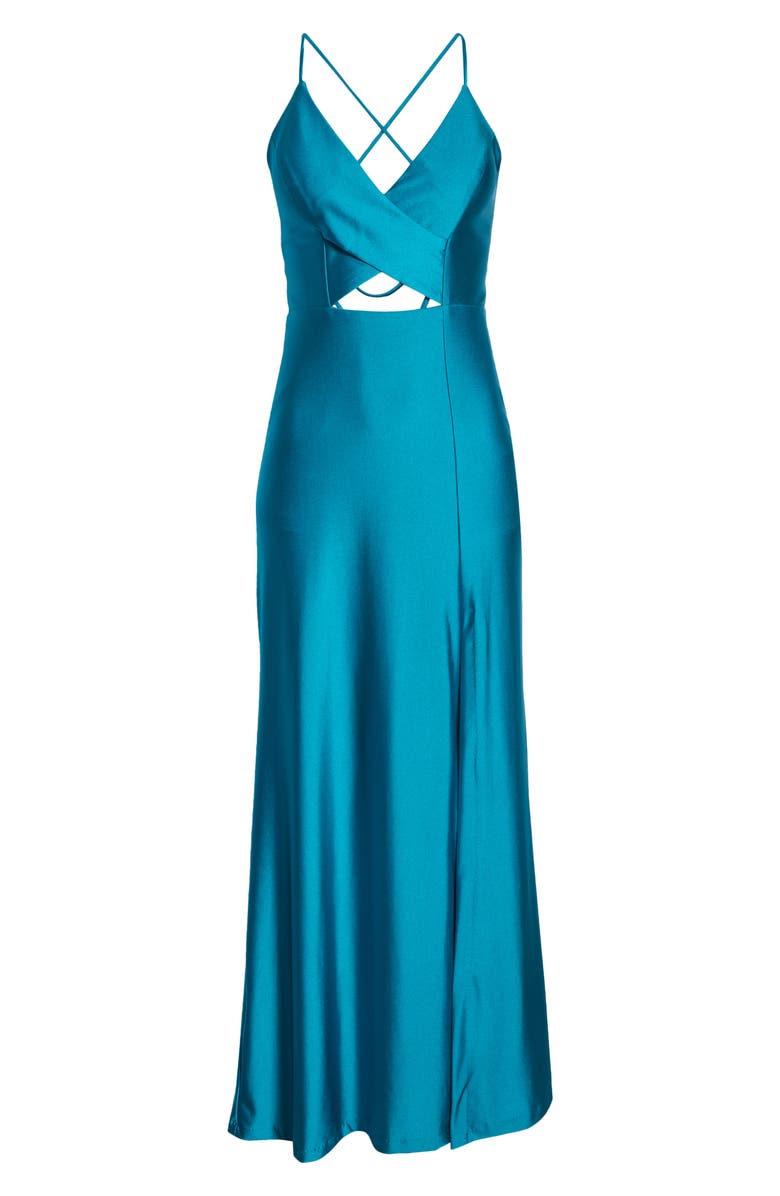 Morgan & Co. Cutout Satin Gown, Alternate, color,