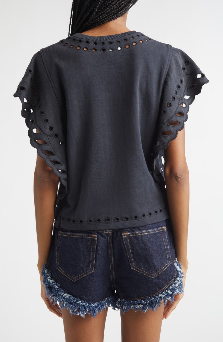 Isabel Marant Étoile Odyle Cut Out Cotton T-Shirt, Alternate, color, Faded Black