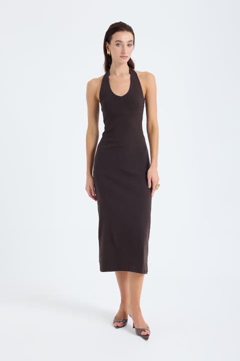 Orion Halter Cotton Midi Dress