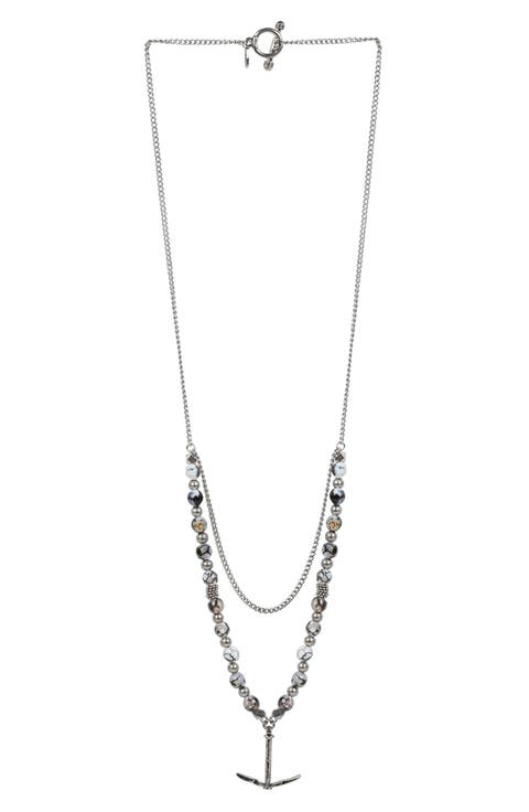 Ettika Men's Agate Bead & Pendant Necklace