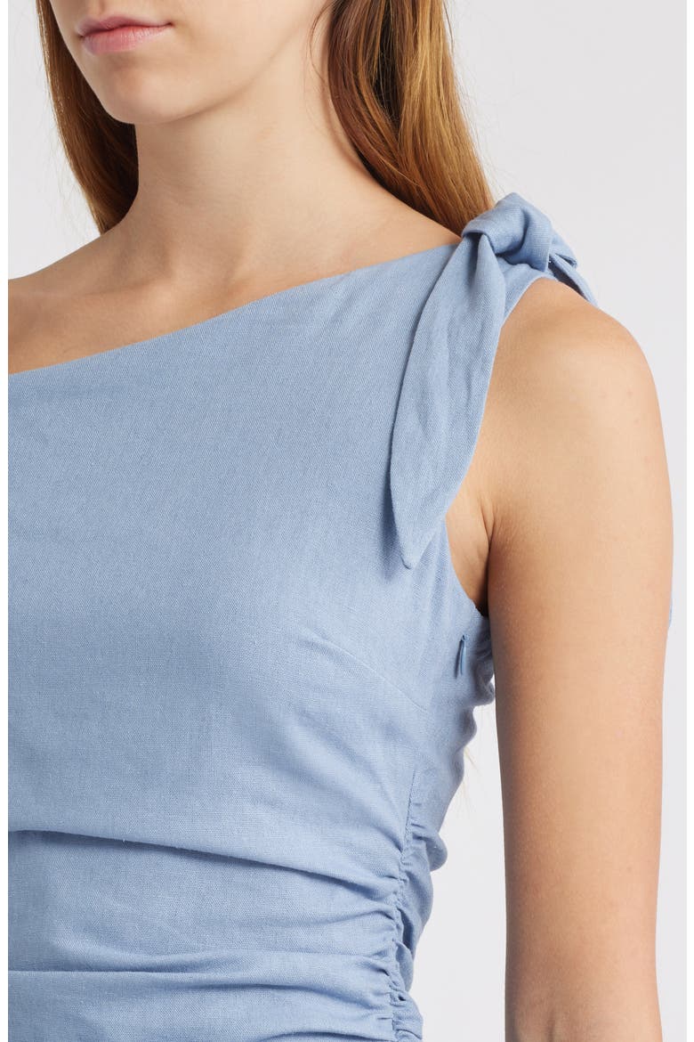 Clio Tie Shoulder Linen Blend Midi Dress, Alternate, color, CHAMBRAY BLUE