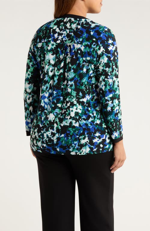 Ak Anne Klein Split Neck Tunic In Multi