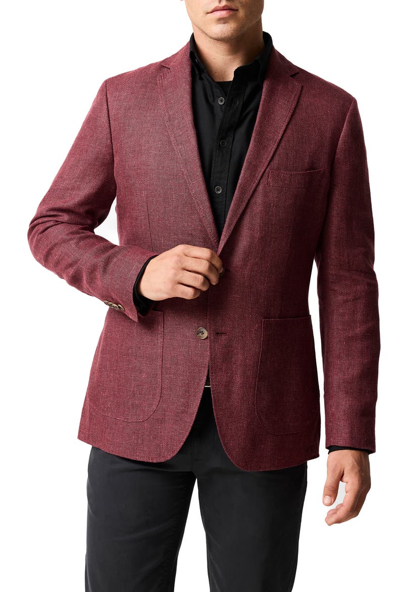 The Cascades Slub Linen & Wool Sport Coat, Main, color, OXBLOOD