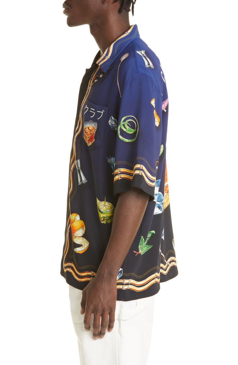 Casablanca Short Sleeve Silk Button-Up Shirt, Alternate, color, 